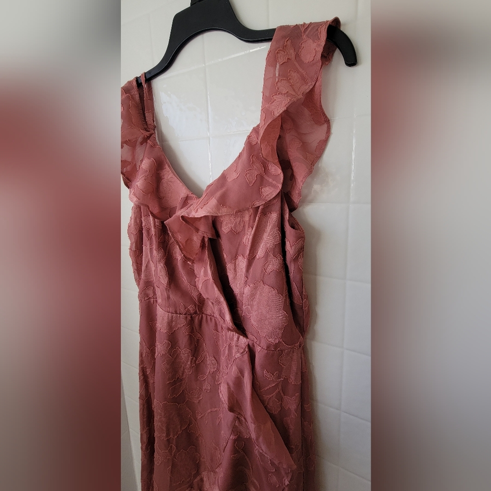 A. Byer Asymmetrical Ruffle Dress in Dusty Rose